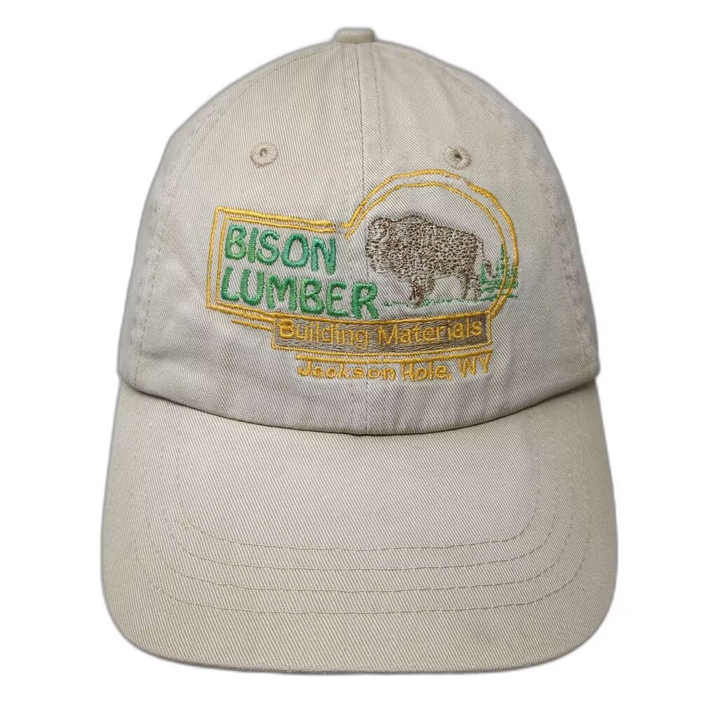 Headshot Baseball Cap Beige OS Bison Lumber Building Materials Jackson Hole Hat